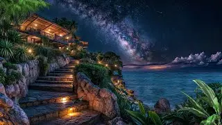 Starlit Beach Retreat 🌌 Relaxing Ocean Waves and Starry Night Ambience for Sleep & Relaxation