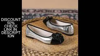 Brand Designer Square Toe Silver Camellia Flat Shoes Women's Comfortable Soft Sole Shallow Mouth Sli