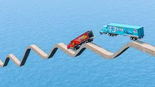 Грузовик Mack против грузовика King Dinoco против моста Impossible Wave против Deep Water &mdash; BeamN...