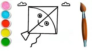Kite Drawing for beginners | How to draw kite | Coloring & Painting Toddlers | Kids Drawing #kite