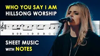 Who You Say I Am | Sheet Music with Notes for Recorder, Flute, Violin Tutorial | Hillsong Worship