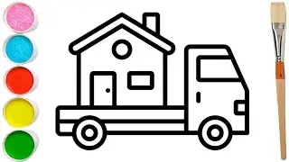 How to Draw a Move House for Kids | Coloring and Painting of a Move house