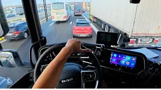 POV DAF XG 480 Truck Drive in Snow | Sunny Day 4K | From Wallonia to Antwerp - Belgium