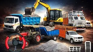 📢New Tactor and Uploading 🚒Stone From   #truck #jcb #tractor #dumper #usa @infobellshindirhymes 