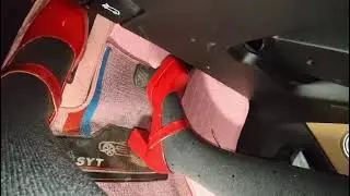pedal pumping in red maryjanes punk heels
