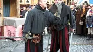 Performance at Mittelaltermarkt (Medieval Market) near Odeonsplatz, Munich, Germany