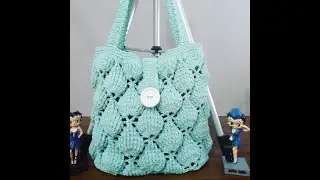 Bolsa folhas de crochê em relevo/#crochetbag/ #pretamoraes