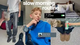 SLOW MORNING ROUTINE!! *cozy* | workout, energy drink, breckie and more |