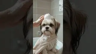 Nothing but good vibes and fluffy towels for our little Shih Tzu on his spa day at home! 🛁💆&zwj;♀️💖