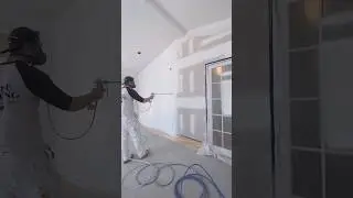 Priming Sheetrock With An Airless Sprayer #painting #process  #satisfying  #shorts