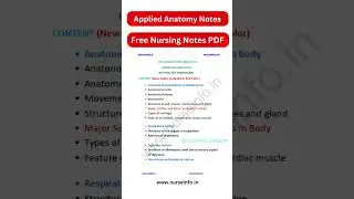 Applied Anatomy Notes for BSC Nursing First Year and first semester SEE DESCRIPTION