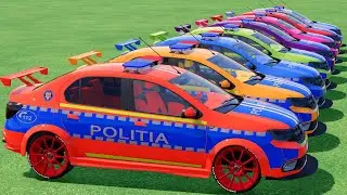 GO! POLICE CARS, AMBULANCE, FIRE TRUCK, COLORFUL CARS WITH TRUCK & TRAIN FARMING SIMULATOR 22! #88