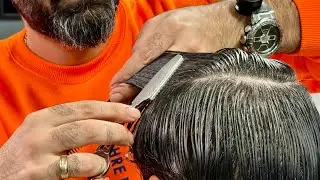 💈ASMR BARBER | Precision Haircut from Barber&rsquo;s View (Scissor, Thinning Razor & Layered Technique)