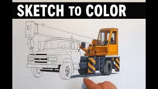 From Sketch to Reality  Old Crane Truck Drawing Transformation 🚧🎨