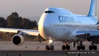 [FULL HD] Corsair Int'l 747-422 roll on take-off Barcelona-El Prat