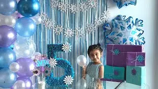 Dhiyara's 5th Birthday Celebration | Frozen Theme Birthday Party at Home | DIY Balloon Garland