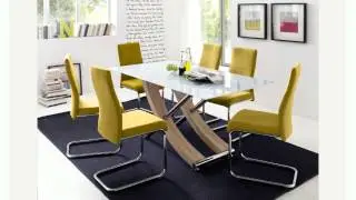 white glass dining table and 6 chairs