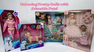 ASMR Unboxing Barbie Style Dolls and Cute Pets💕So Satisfying and Relaxing