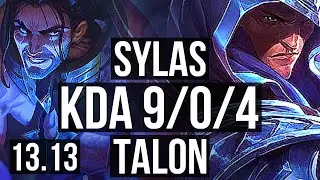 SYLAS vs TALON (MID) | 9/0/4, 66% winrate, Legendary | NA Master | 13.13