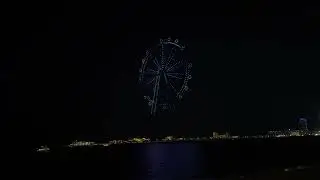 Dubai Marina Beach lit up by an incredible drone show ✨🤖Lights, sky #dubai