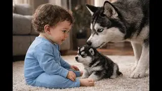 Baby wouldn't stop crying, until the Husky did the most unexpected thing... 😭❤️