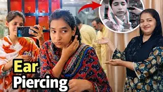 Mahwish and mahreen Ear Piercing with GUN 😢| painless piercing Experience | Lahori kuriyan vlog 🌹