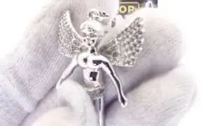 Micro Cherub Angel Pendant Rhodium Hip Hop Jewelry Free Chain