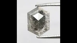 0.90 Carat Hexagon Shape Dark Gray Color Salt and Pepper Diamond in 9.10 x 6.70 mm Size