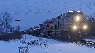 A Manifest Train Blows Through In Early Morning Light With Wrong Leader, CN M31441-14