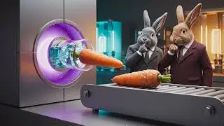 Surreal ASMR: Rabbits in Suits Run a High-Tech Carrot Laboratory