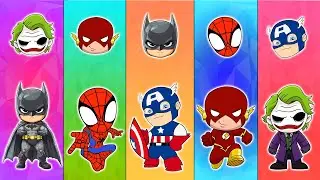 Match the Superhero! Batman, Spider-Man, Flash, Captain America & Joker 🦸&zwj;♂️ | Funny Hero Mix-Up!
