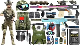Unboxing Special Forces Weapon Toy Set, UMP45 Submachine Gun,GEL Assault Rifle, Tactical Helmet,Bomb