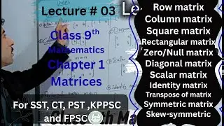Types of Matrices Explained  Row, Column, Square, Identity matrix & More | MathsVision by Ilyas