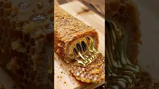 AI ASMR Knife Meets Honeycomb: Slow-Mo Caramel Crunch  #seedance #ASMR #SatisfyingVideo