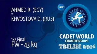 1/2 FW - 43 kg: D. KHVOSTOVA (RUS) df. R. AHMED (EGY) by TF, 12-3