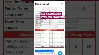SSC JE SCORE CARD/ CBT 1// CIVIL ENGINEERING
