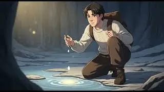 Boys Explore Cave in Sea ghibli style