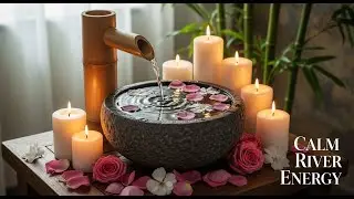 Peaceful Zen Forest Harmony Bamboo Fountain and Candle Glow for Meditation Healing and Deep Sleep