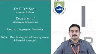 Over Hauling and Self Locking Screws, Differential Screw Jack by Dr.B D Y Sunil