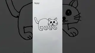 Creative 5555 Cat Drawing | Easy & Fun Number Art | How to Draw a Cat | Cute Drawing