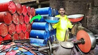 Inside a Desi Workshop Scrap Steel Drums Reborn as Iron Mortar Pans (Tasla) - Traditional Metalwork