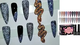 reflective nails, press on con gel y glitter reflectante