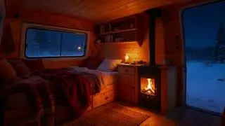 A Warm Night While Snow Falls Outside ❄️ Fireplace Glow for Deep Sleep