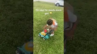 My 2 year old cutting grass and suddenly runs out of gas