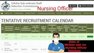 OSSSC Nursing Officer written test date 2022 released || Shyam Choudhury||