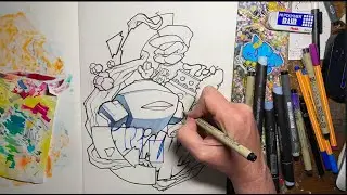 Timelapse - Drawing a piece in muted tones - warm, neutral and cool greys