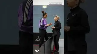 Manika spotted prepping for her #WTTFrankfurt Round of 16 faceoff with Wang Yidi 🤺