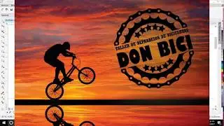 Creacion de cadena y estrella de bibicleta en un logo Coreldraw