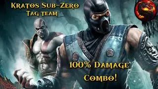 Mortal Kombat 9 100% Combo Kratos and Sub-Zero Tag Team