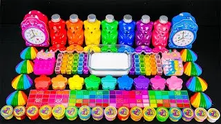 Rainbow Slime 🌈 103 Min Clear Slime Mixing Glitter & Seashell & Eyeshadow Makeup Set
